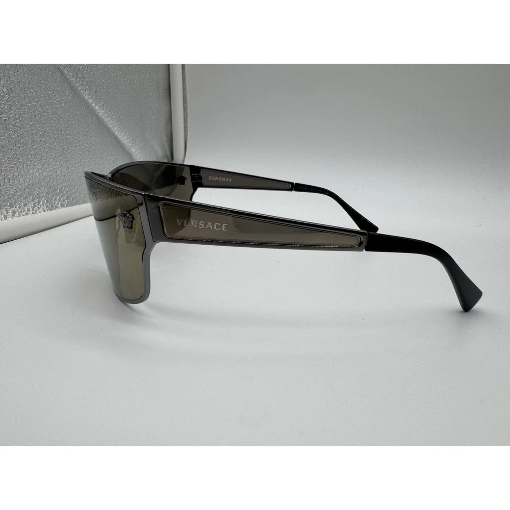 Versace MOD 2206 Shield Sunglasses Gunmetal Metal Frame Grey Lens 72-05‎ 130 New